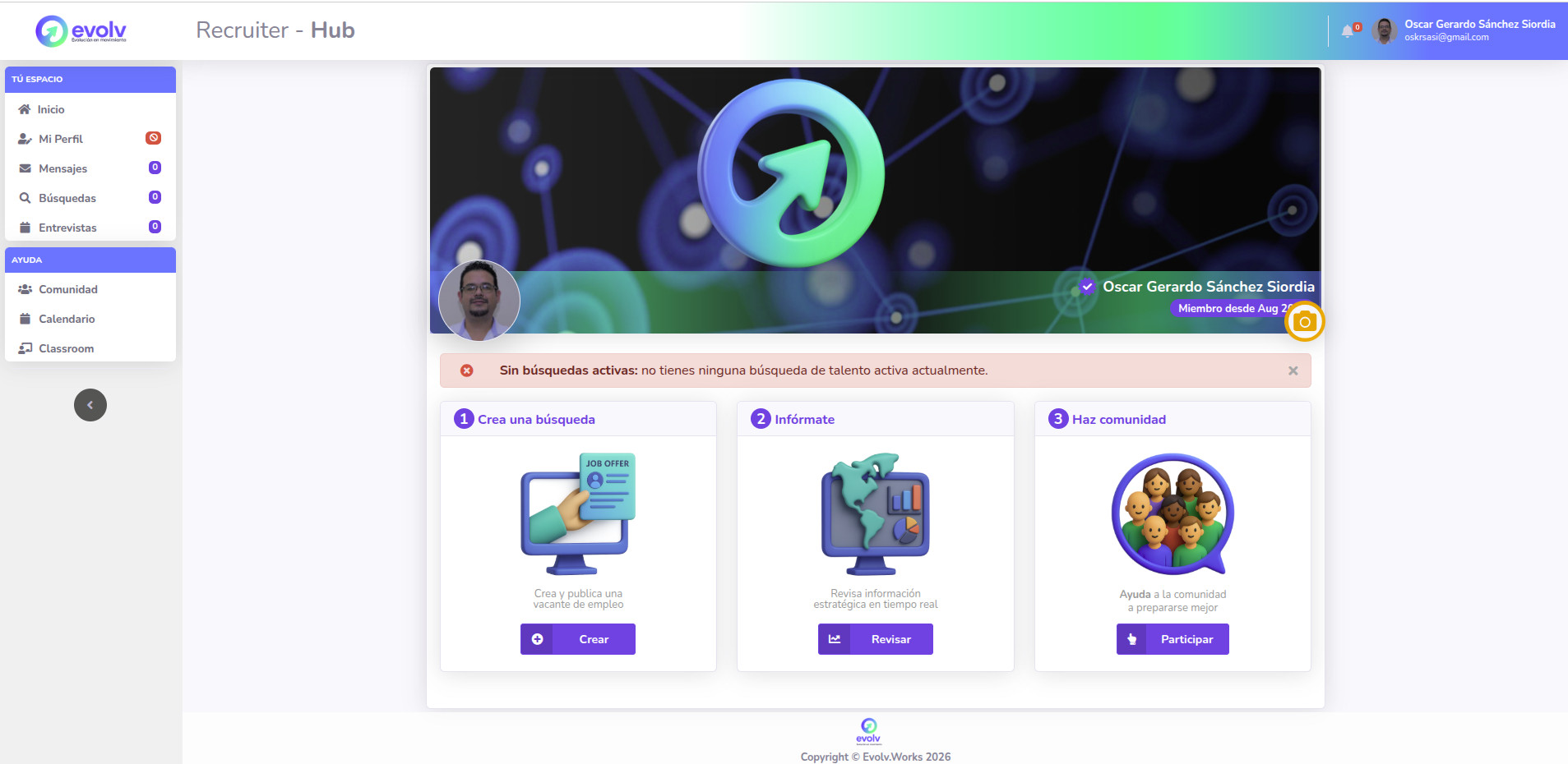 evolv – Exploración profesional y matching evolutivo